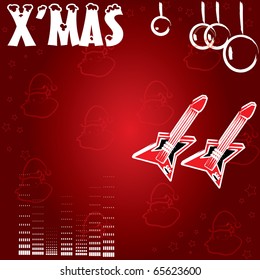 Christmas wallpaper designed with guitar and music