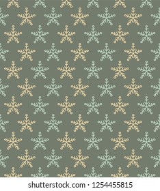 Christmas wallpaper with hand drawn snowflakes. Vector.
