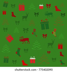 Christmas Wallpaper with icons,vector illustration
