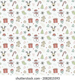 Christmas wallpaper with ornaments. Xmas seamless pattern. Vector