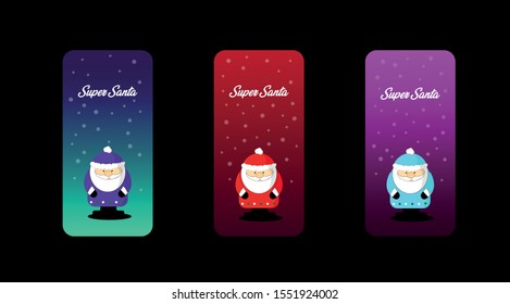 Christmas wallpaper for smartphone or tablet, new year background, with Santa 