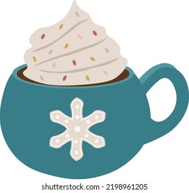 Christmas warm drinks cocoa and coffee vector in white transparent background
