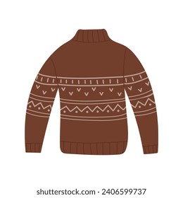 Christmas warm sweater. Warm winter clothes, festive xmas jumper flat vector illustration