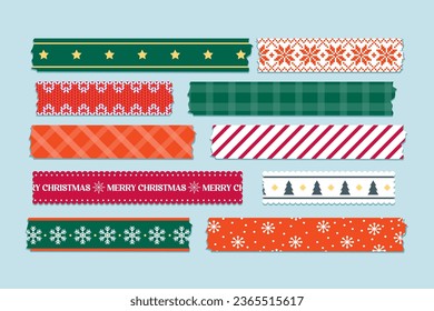 Christmas washi tapes collection. Vector illustration