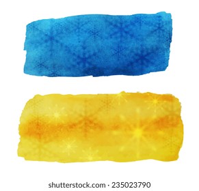 Christmas watercolor banners with snowflakes. Vector design