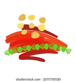 Christmas watercolor festive design element.Doodle paint brush strokes liquid pattern texture. Winter  boho paint. 