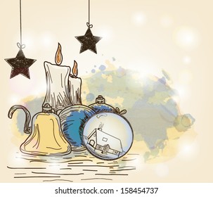 Christmas watercolors composition - Eps10 vector