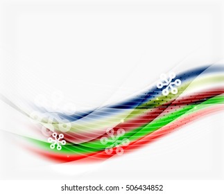 Abstrakter Hintergrund der Weihnachtswelle, Kurve mit Schneeflocken