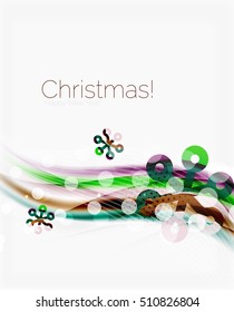 Christmas wave abstract background, curve line with snowflakes