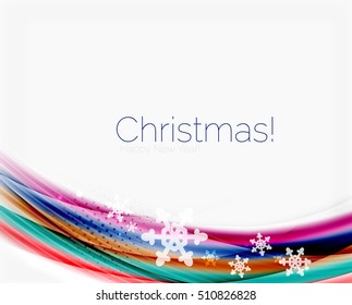 Christmas wave abstract background, curve line with snowflakes