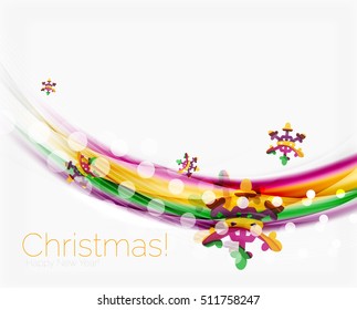 Abstrakter Hintergrund der Weihnachtswelle, Kurve mit Schneeflocken