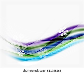 Christmas wave abstract background, curve line with snowflakes