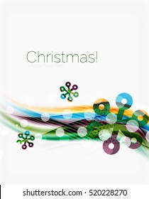 Abstrakter Hintergrund der Weihnachtswelle, Kurve mit Schneeflocken