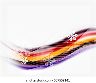 Christmas wave abstract background, curve line with snowflakes