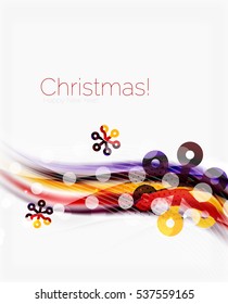 Christmas wave abstract background, curve line with snowflakes