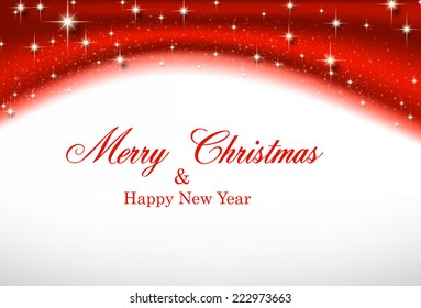Christmas wavy background. Winter sparkles over red silk textile. Vector eps10.