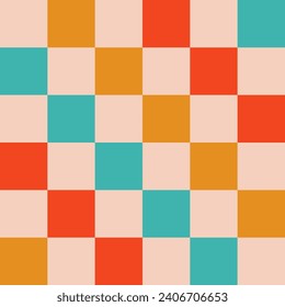Christmas wavy groovy checker vector background. Retro holiday fluid abstract checkerboard backdrop. Xmas curved distorted check abstract geometric seamless pattern. Pink, red, green, and gold color