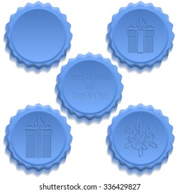 Christmas wax seal. Merry Christmas and Happy New Year. Vector Illustration