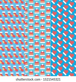 Christmas wear pattern set on blue background