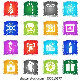 christmas web icons in grunge style for user interface design