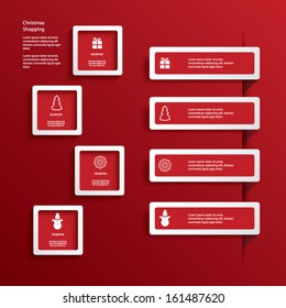 Christmas web or infographic elements in white frames with 3d effect. Eps10 vector illustration.