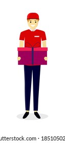 Christmas website banners gifts & Free, Fast delivery. Online shopping concept, receiving a parcel from a courier to a client isolated on bright background. Creative vector illustration.
