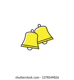 Christmas or wedding bells with vector con in a flat design isolated on white