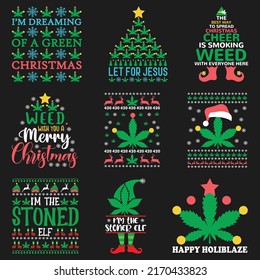 Christmas Weed Cannabis Typography Vector T-shirt svg