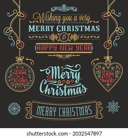 
Christmas Weihnachten Noel Christmas  Happy Christmas vector greeting card Lettering set, typography, christmas font