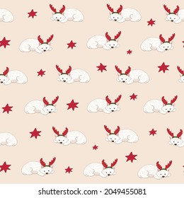 Christmas west highland white terrier seamless vector pattern