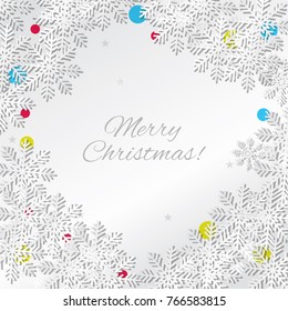 Christmas white background. White snowflakes on white background. Sale banner