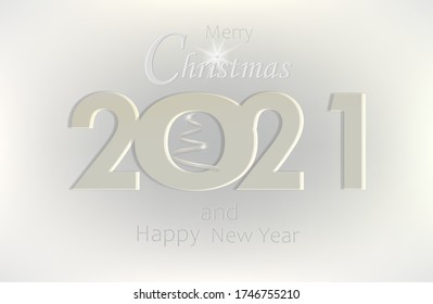 Christmas white  banner.  Merry Christmas and Happy New Year. matte black numbers 2021. Suitable as wallpaper background, cover, template. vector illustration. - Shutterstock ID 1746755210