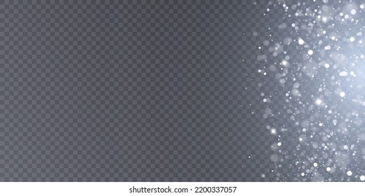Christmas white glow effect, glare, explosion, sparks, twinkling highlights, sparks and stars on a transparent background.