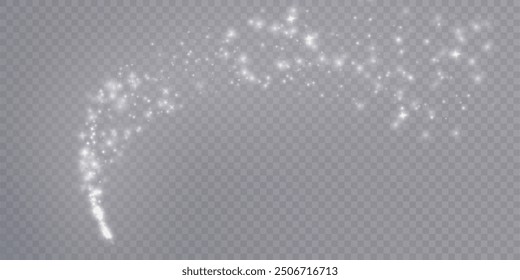 Christmas white glow effect, glare, explosion, sparks, twinkling highlights, sparks and stars on a transparent background.	
