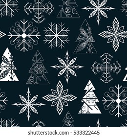 Christmas white ornament snowflakes pattern