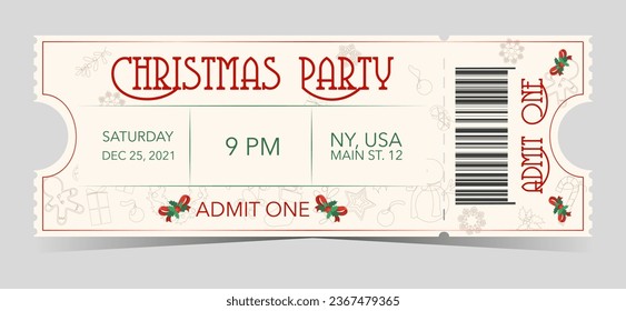 Christmas white party ticket for admit one