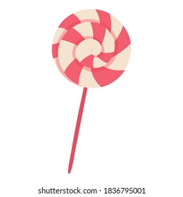 Christmas white red swirl lollipop icon. Flat illustration of Christmas white red swirl lollipop vector icon for web design