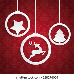 Christmas white rings on the Red background. Eps 10 vector file.