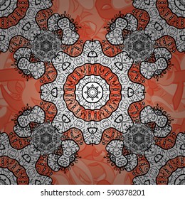 Christmas white snowflake seamless pattern. Golden snowflakes on background. Winter snow texture wallpaper. Symbol holiday, New Year celebration vector white pattern.