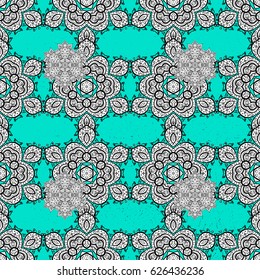 Christmas white snowflake seamless pattern. Winter snow texture wallpaper. Symbol holiday, New Year celebration vector white pattern. White snowflakes on blue background.