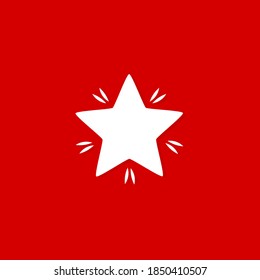 Christmas white star symbol on red background. Vector illustration.