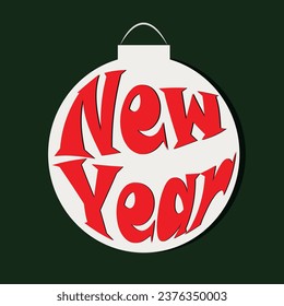 Christmas white toy template with black letters and dark green background, vector illustration