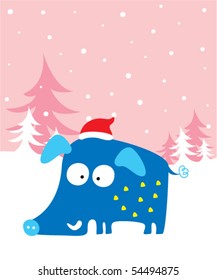 christmas wild boar greeting