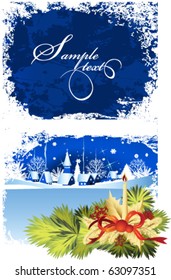 Christmas window. All elements and textures are individual objects. Vector illustration scale to any size.