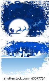 Christmas window. All elements and textures are individual objects. Vector illustration scale to any size.