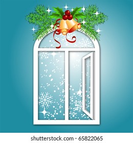 Christmas window with bells