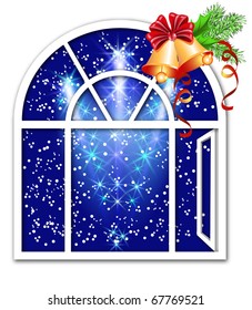 Christmas window with bells