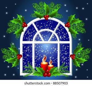 Christmas window with candles