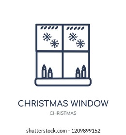 Christmas window icon. Christmas window linear symbol design from Christmas collection. Simple outline element vector illustration on white background.