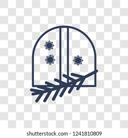 Christmas window icon. Trendy linear Christmas window logo concept on transparent background from Christmas collection